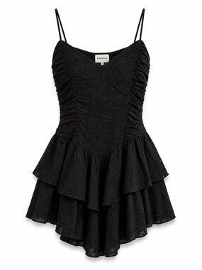 NanaMacs Black Eyelet Ruffle Mini Dress